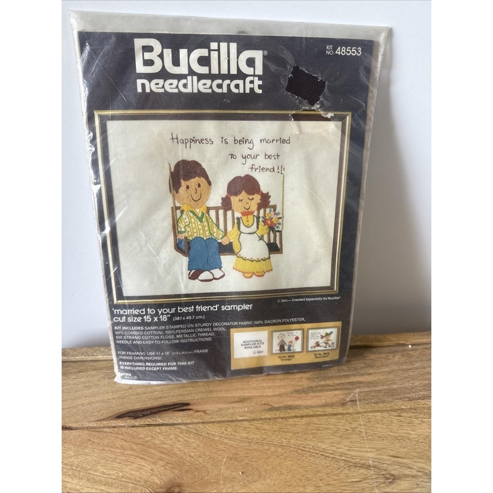 Bucilla Needlecraft Kit 48553 Married To Your Best Friend 15x18. Sealed Vintage